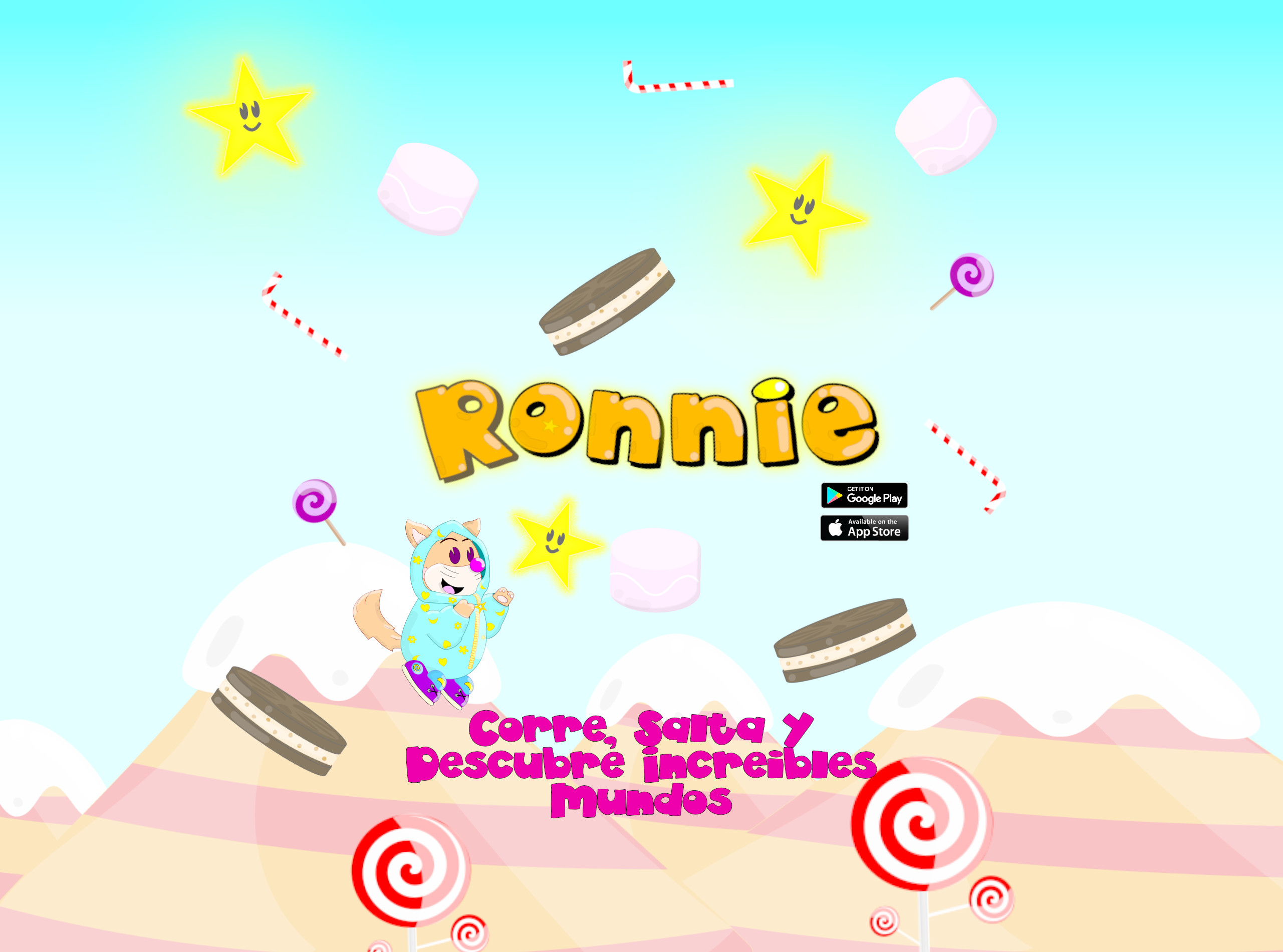 Imagen Promocional del Juego Ronnie en la Página Principal de ACKOSMIC Games. Descarga el Juego de Ronnie para Dispositivos Android e iOS Gratis