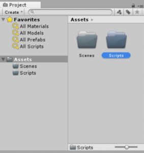 Unity Tutorial. Unity Editor Project window Image from Ackosmic Games