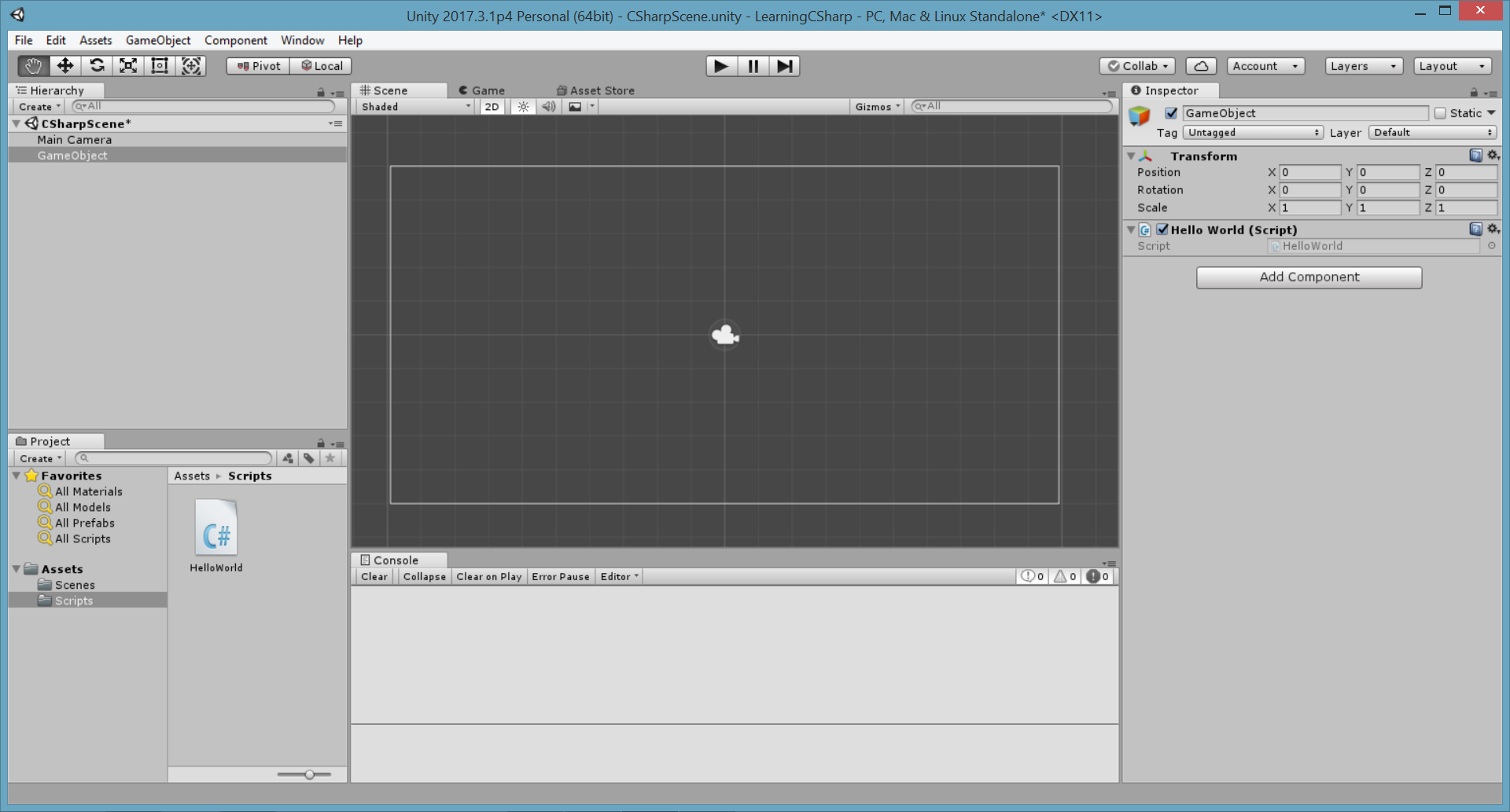 Unity Tutorial. C Sharp (C#). Unity Editor Interface Image from Ackosmic Games