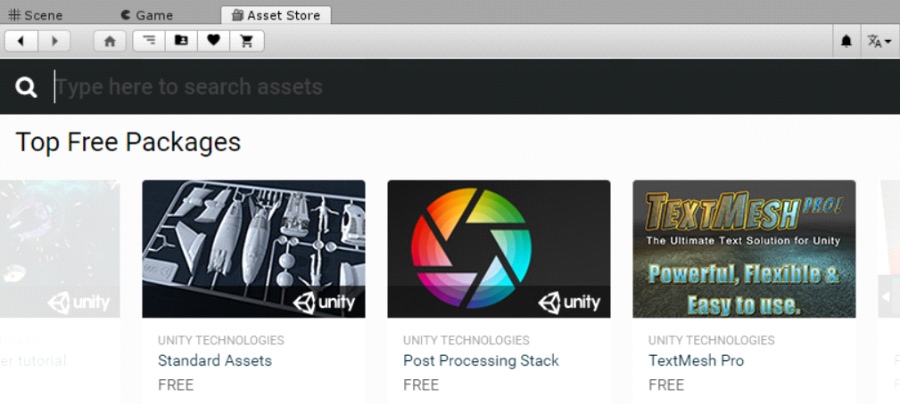 Unity Editor Interface, Asset Store Window Image. Unity Tutorial for Beginners from Ackosmic Games