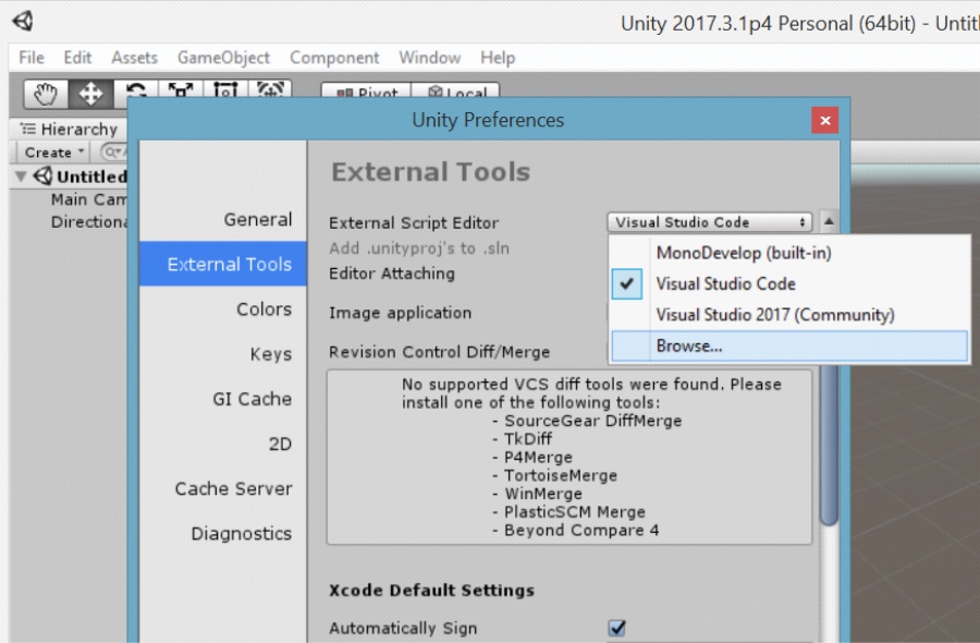 Unity Tutorial. Unity Preferences Image from Ackosmic Games